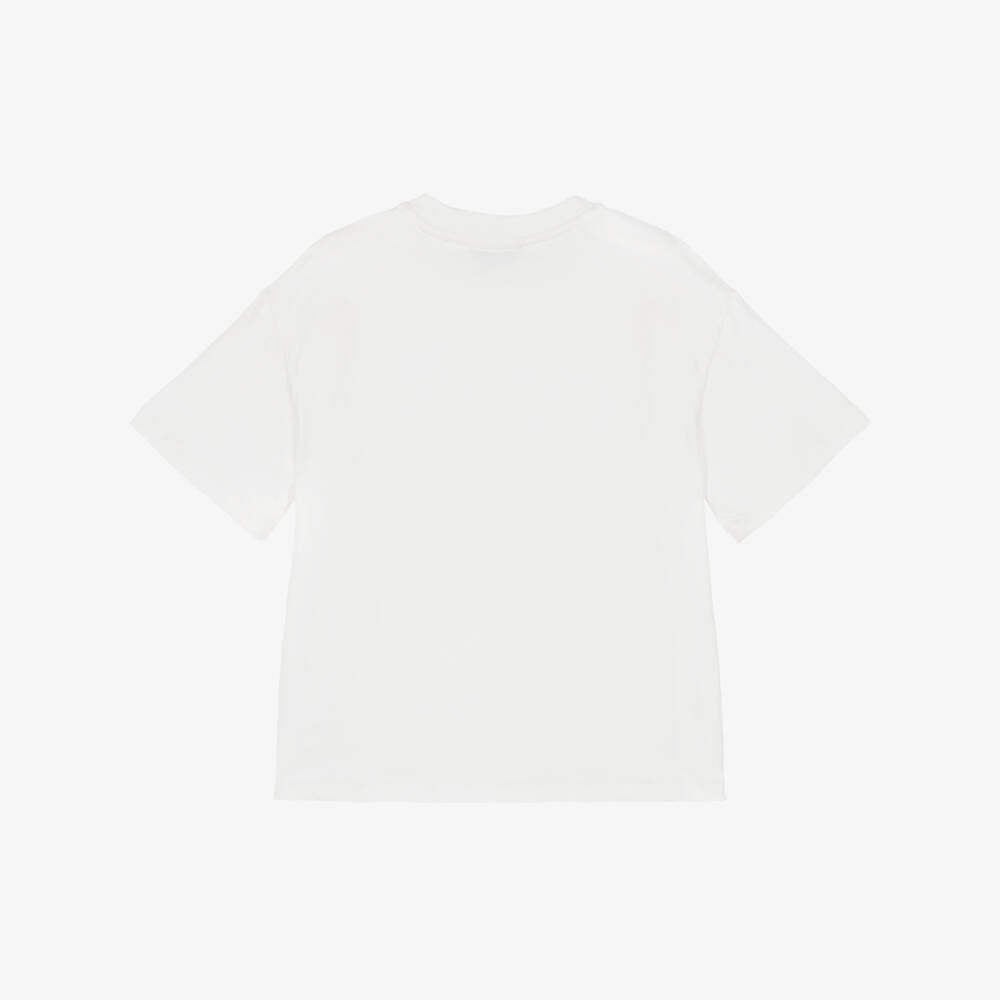 Lanvin-Ivory Cotton Curb Trainers T-Shirt | Childrensalon Outlet