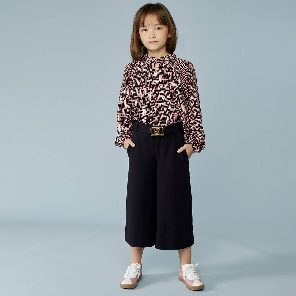 Lanvin-Navy Blue Wide Leg Trousers | Childrensalon Outlet