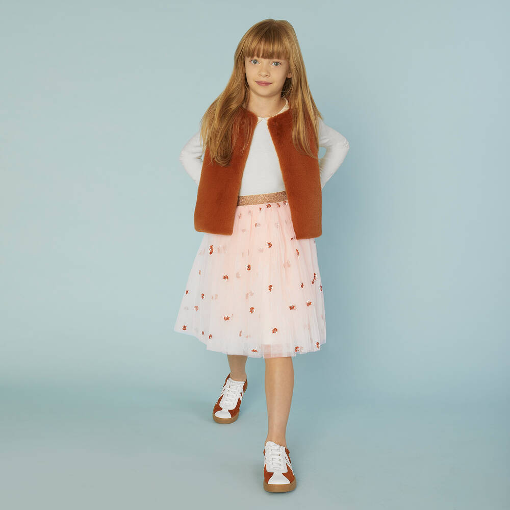 Lanvin-Pink Tulle Embroidered Skirt | Childrensalon Outlet