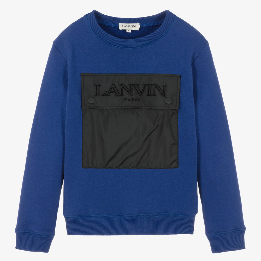 Lanvin - Teen Boys Blue Cotton Sweatshirt | Childrensalon