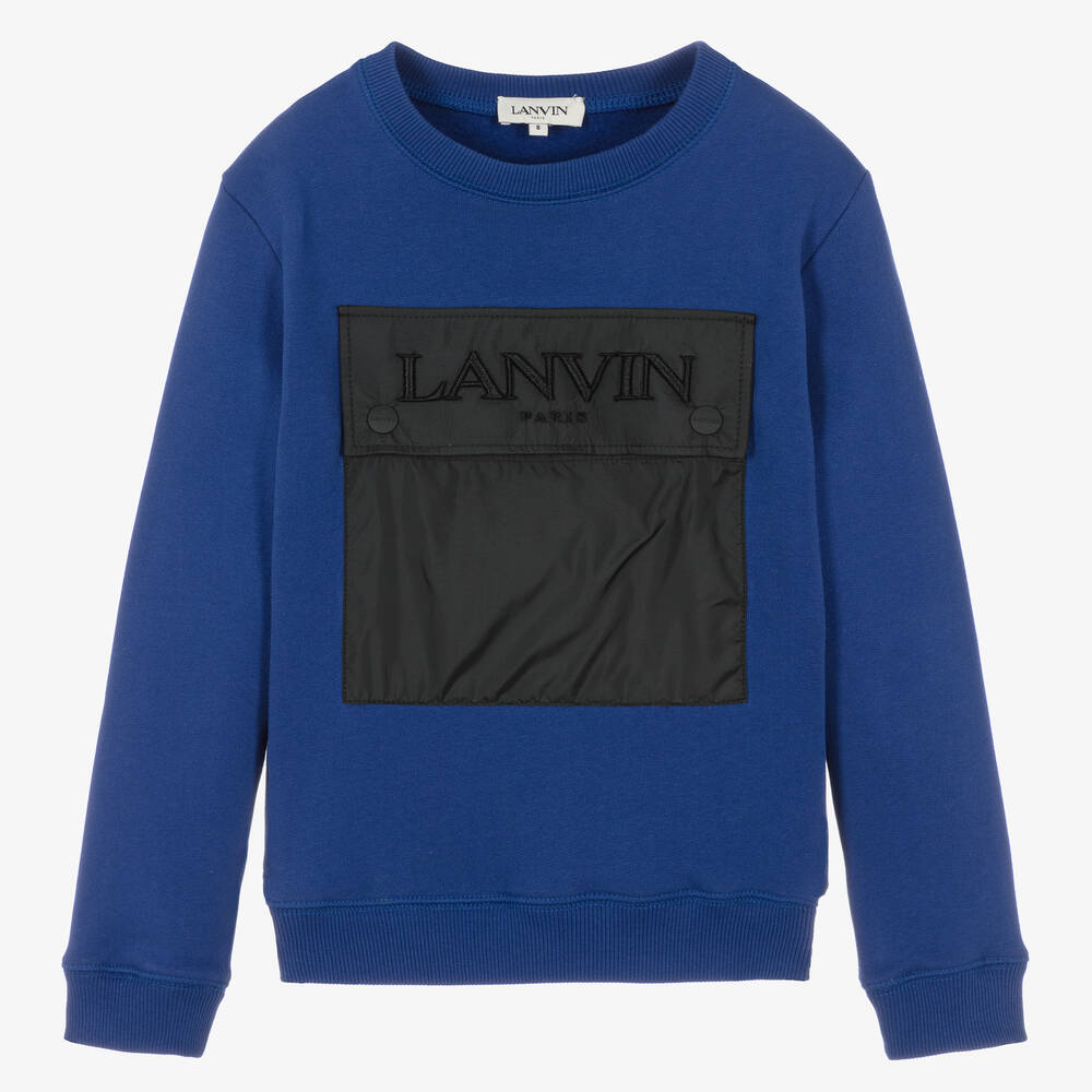 Lanvin - سويتشيرت تينز ولادي قطن عضوي لون أزرق | Childrensalon