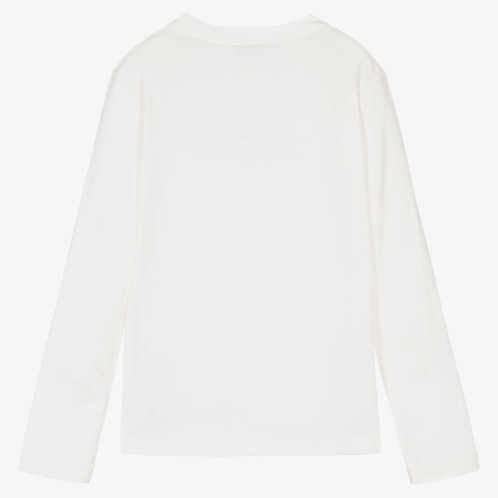 Lanvin-Teen Boys Ivory Cotton Cat Top | Childrensalon Outlet