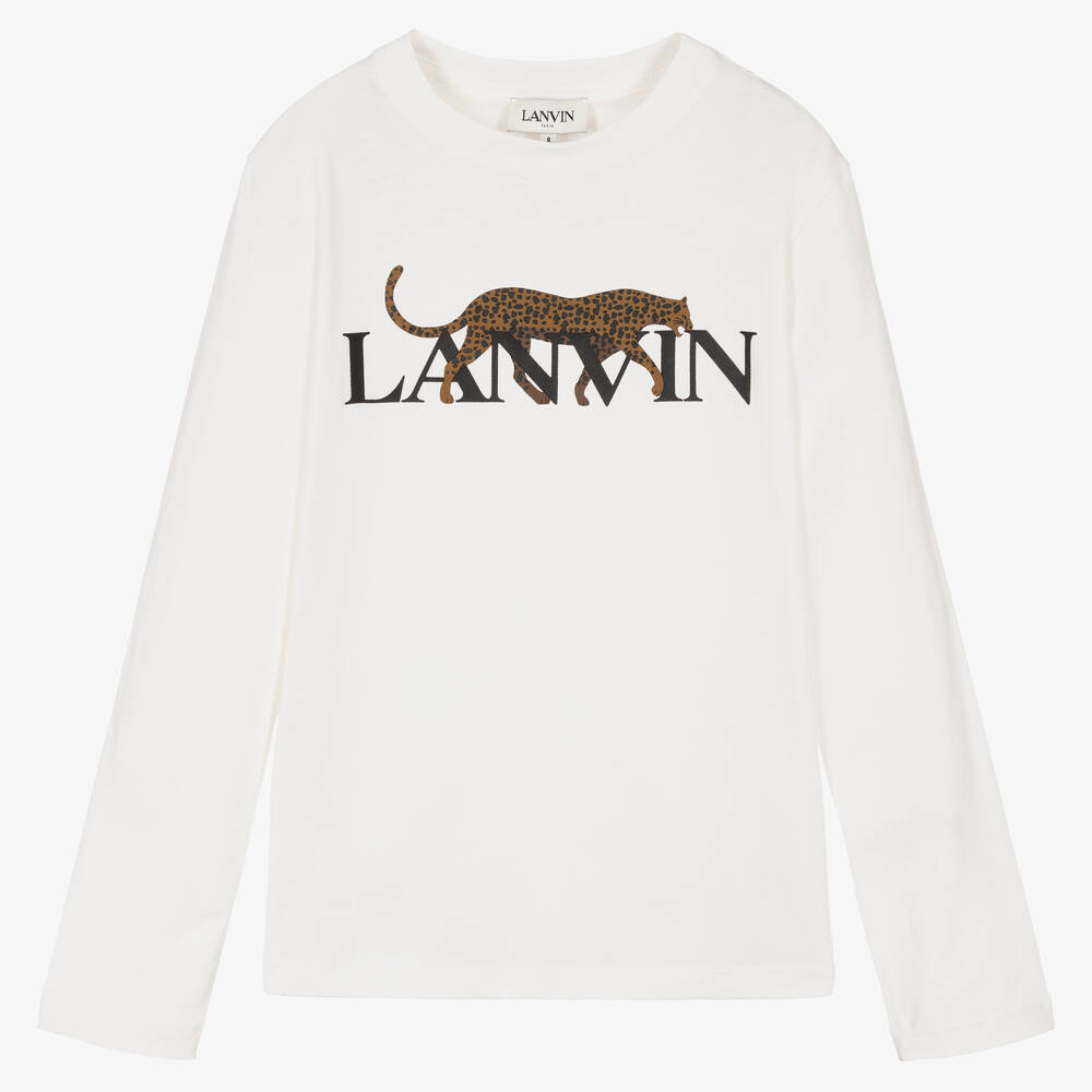 Lanvin - Кремовый хлопковый топ с гепардом | Childrensalon
