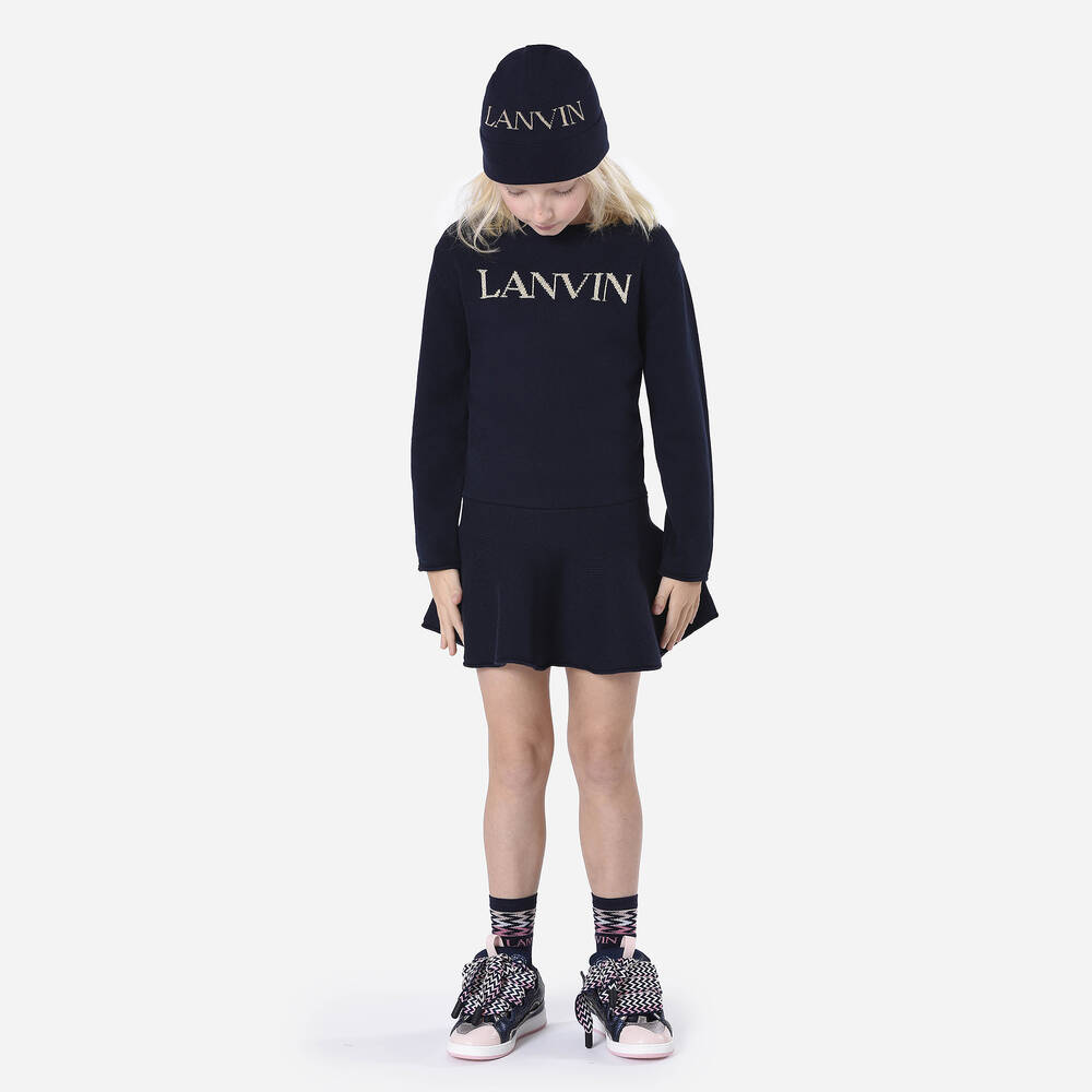Lanvin-Teen Girls Blue Cotton Knit Dress | Childrensalon Outlet