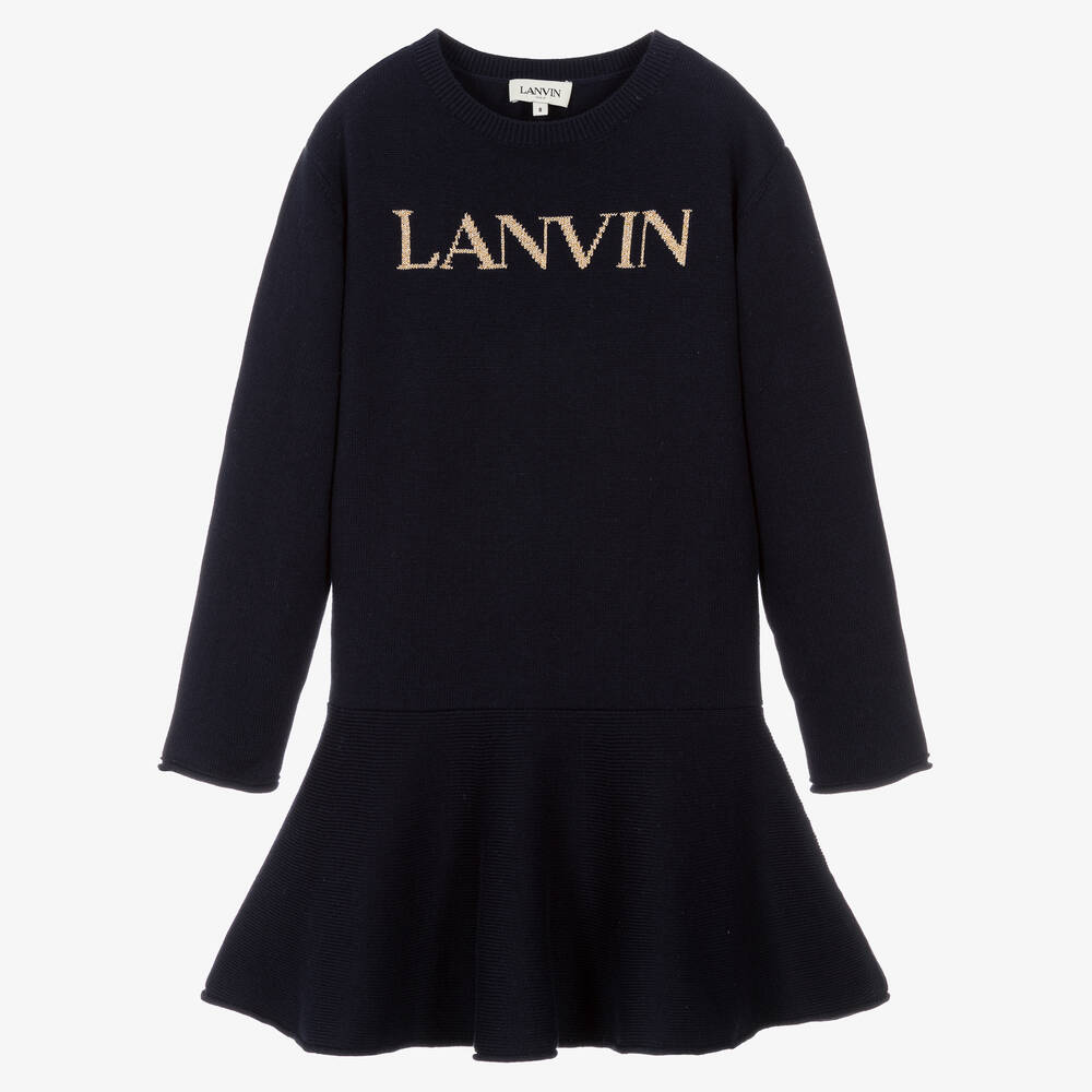 Lanvin-Teen Girls Blue Cotton Knit Dress | Childrensalon Outlet