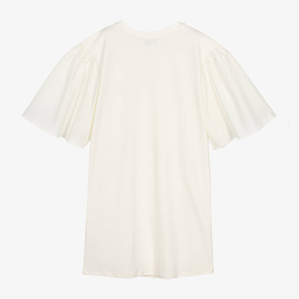 Lanvin-Teen Girls Ivory Organic Cotton Bow Dress | Childrensalon Outlet