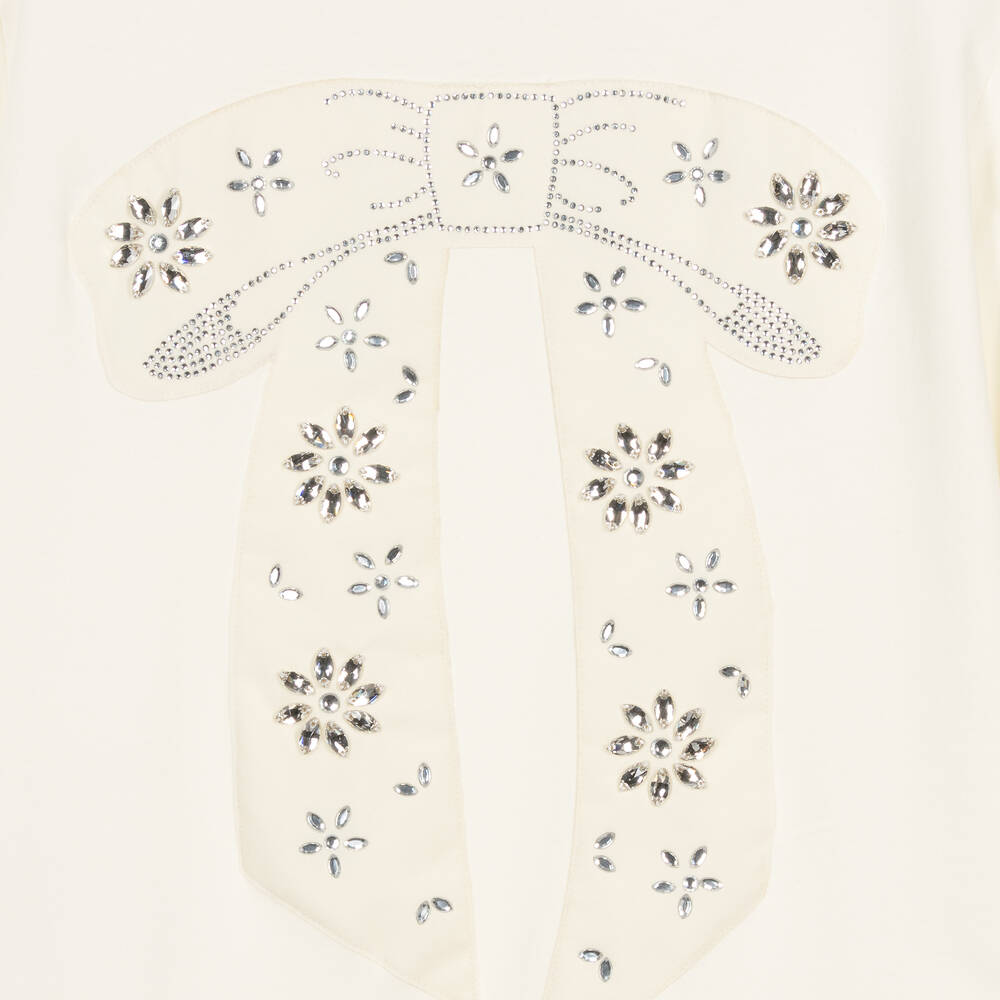 Lanvin-Teen Girls Ivory Organic Cotton Bow Dress | Childrensalon Outlet