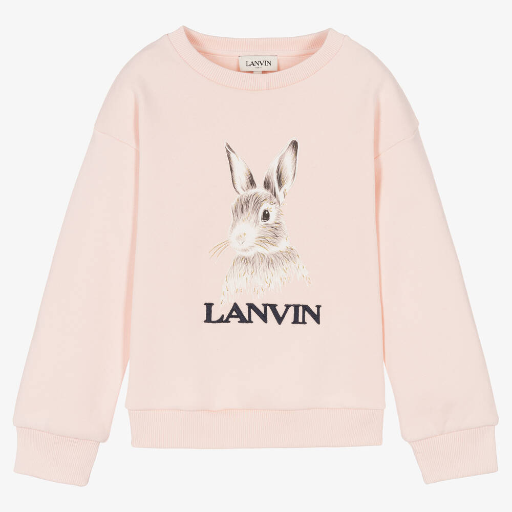 Lanvin - Teen Girls Pink Cotton Bunny Sweatshirt | Childrensalon