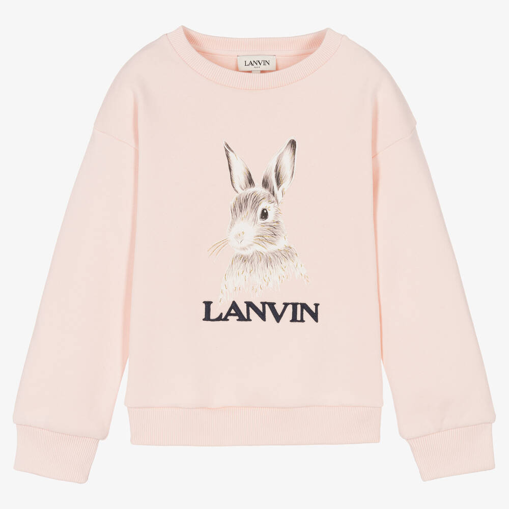 Lanvin Teen Girls Pink Cotton Bunny Sweatshirt Childrensalon