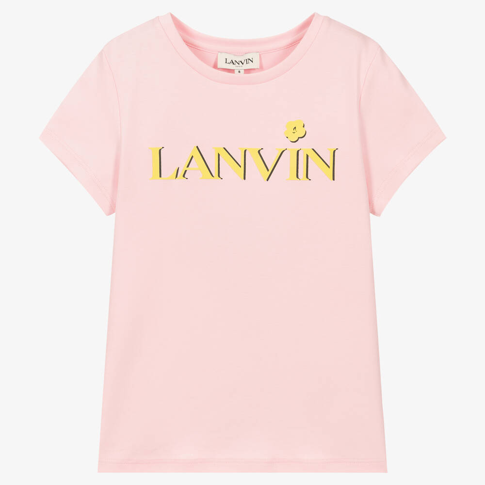 Lanvin - تيشيرت تينز بناتي قطن لون زهري | Childrensalon