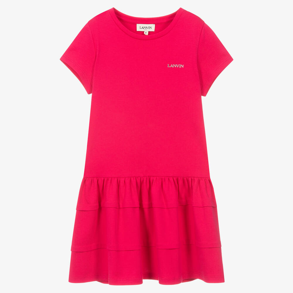 Lanvin-فستان تينز بناتي قطن لون زهري فيوشيا | Childrensalon Outlet
