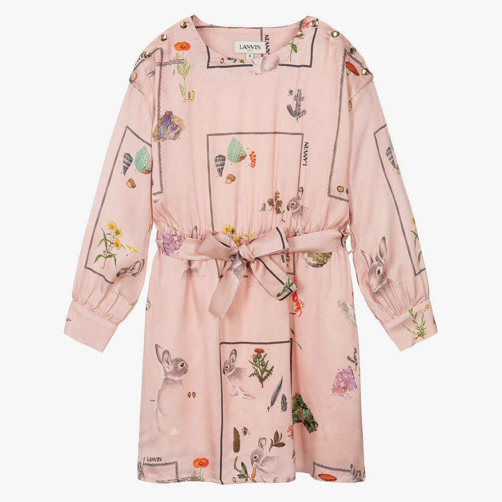 Lanvin - Teen Girls Pink Viscose Satin Dress | Childrensalon