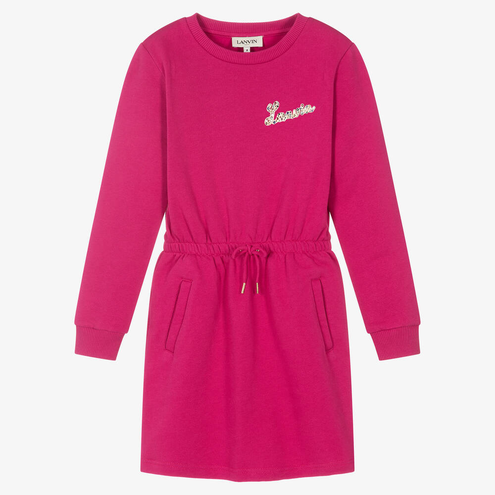 Lanvin-فستان سويتشيرت تينز قطن لون زهري | Childrensalon Outlet