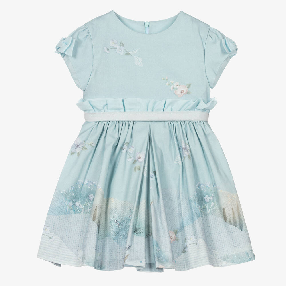 Lapin House - Aqua Blue Floral Dress | Childrensalon