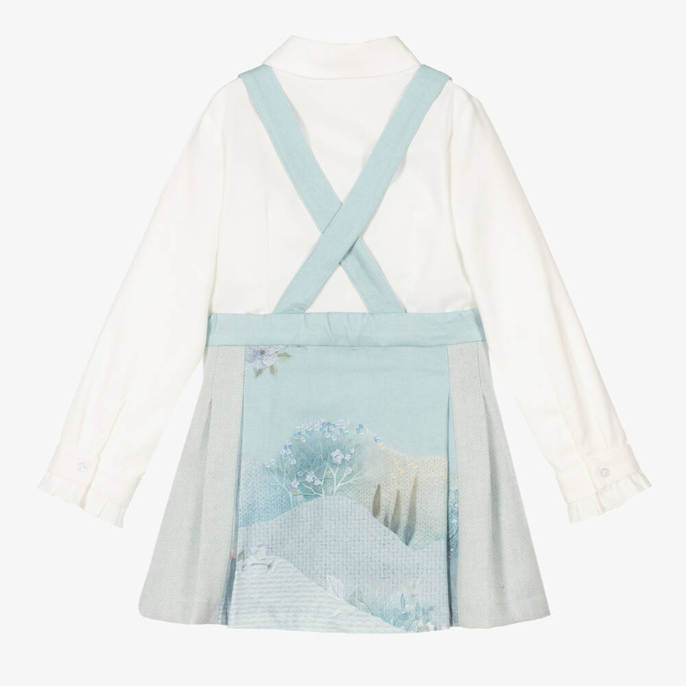 Lapin House-Aqua Blue Pinafore Skirt Set | Childrensalon Outlet