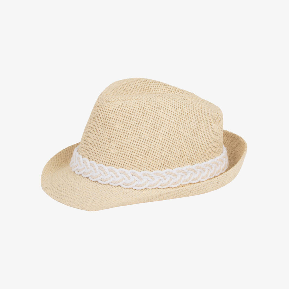 Lapin House-Baby Boys Beige Trilby Straw Hat | Childrensalon Outlet