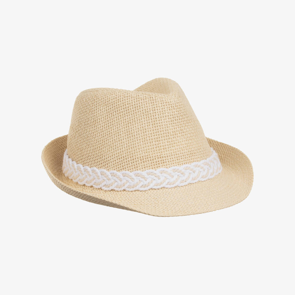Lapin House-Baby Boys Beige Trilby Straw Hat | Childrensalon Outlet
