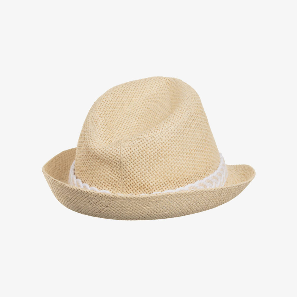 Lapin House-Baby Boys Beige Trilby Straw Hat | Childrensalon Outlet