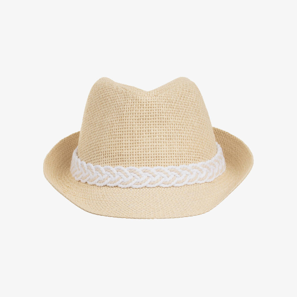 Lapin House-Baby Boys Beige Trilby Straw Hat | Childrensalon Outlet