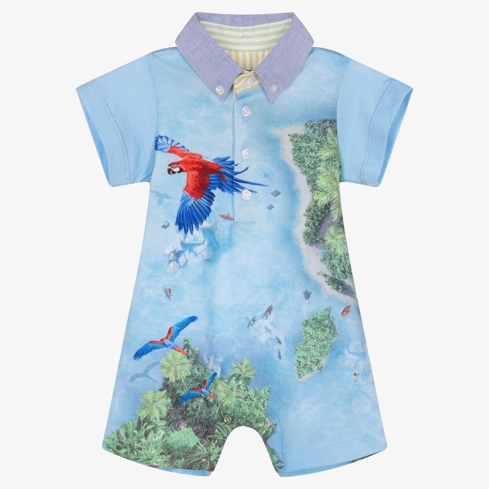 Lapin House-Baby Boys Blue Cotton Shortie | Childrensalon Outlet