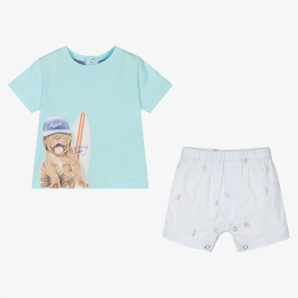 Lapin House-طقم شورت قطن لون أزرق للمواليد | Childrensalon Outlet