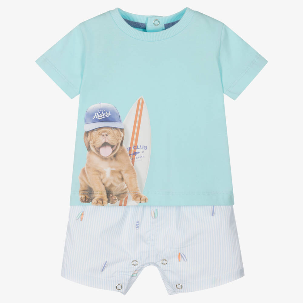 Lapin House - Baby Boys Blue Cotton Shorts Set | Childrensalon