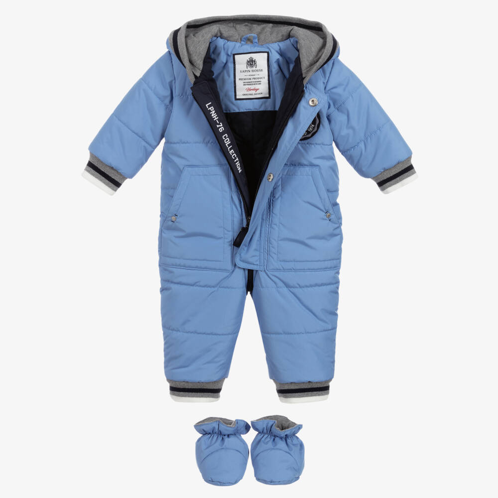 Lapin House-Baby Boys Blue Snowsuit | Childrensalon Outlet