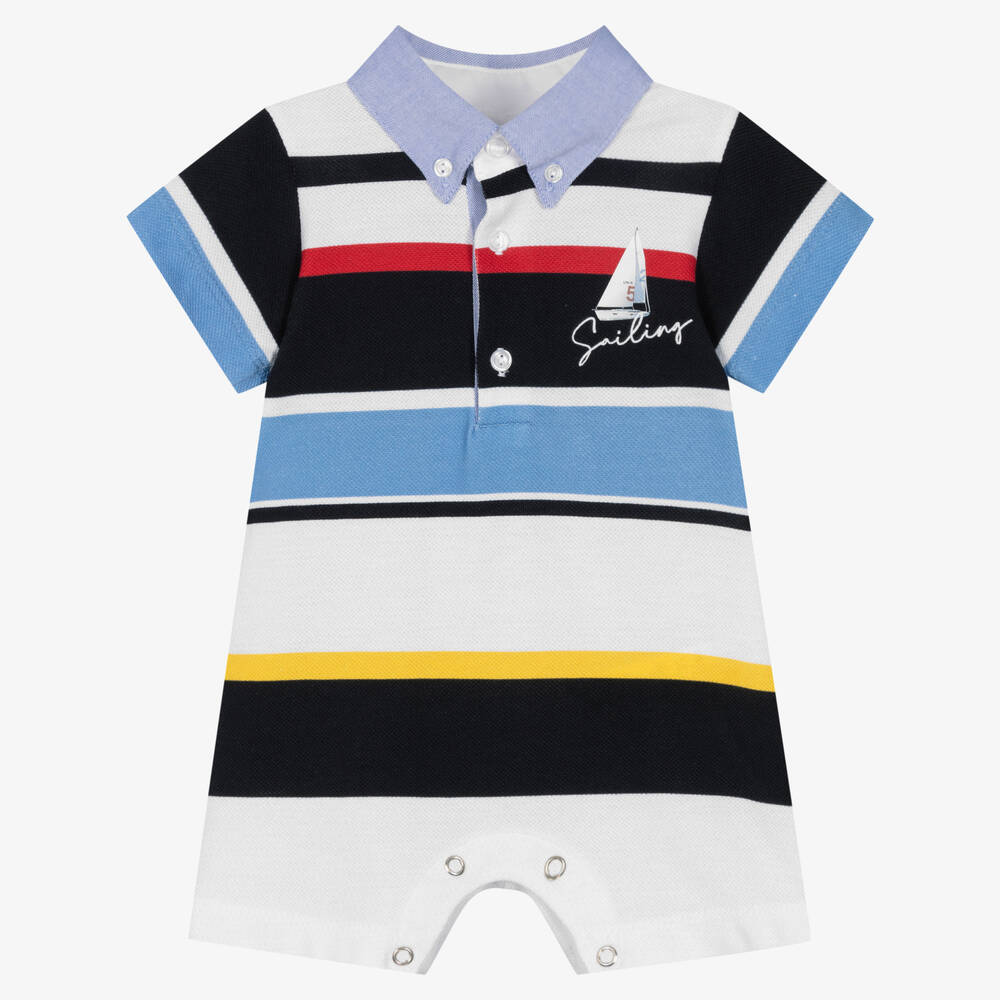 Lapin House - Baby Boys Blue Stripe Cotton Shortie | Childrensalon