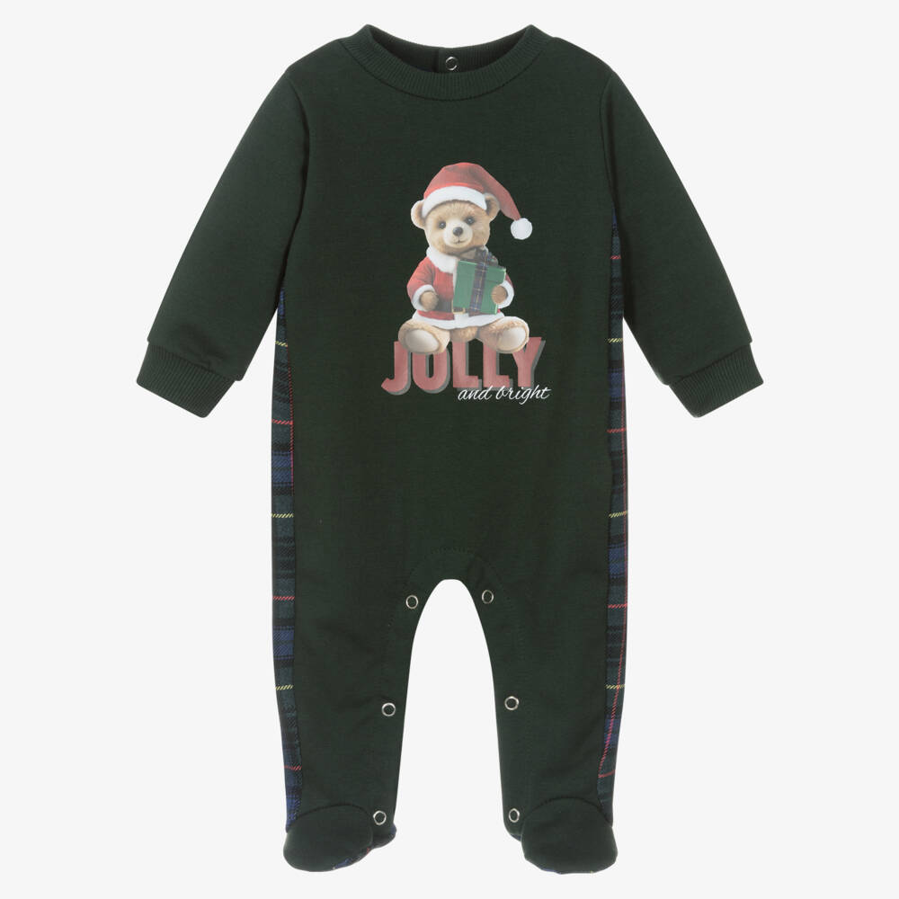 Lapin House-Baby Boys Christmas Teddy Bear Cotton Babygrow | Childrensalon Outlet