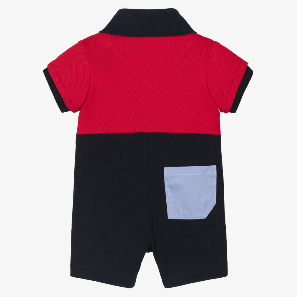 Lapin House-Baby Boys Red & Navy Blue Cotton Polo Shortie | Childrensalon Outlet