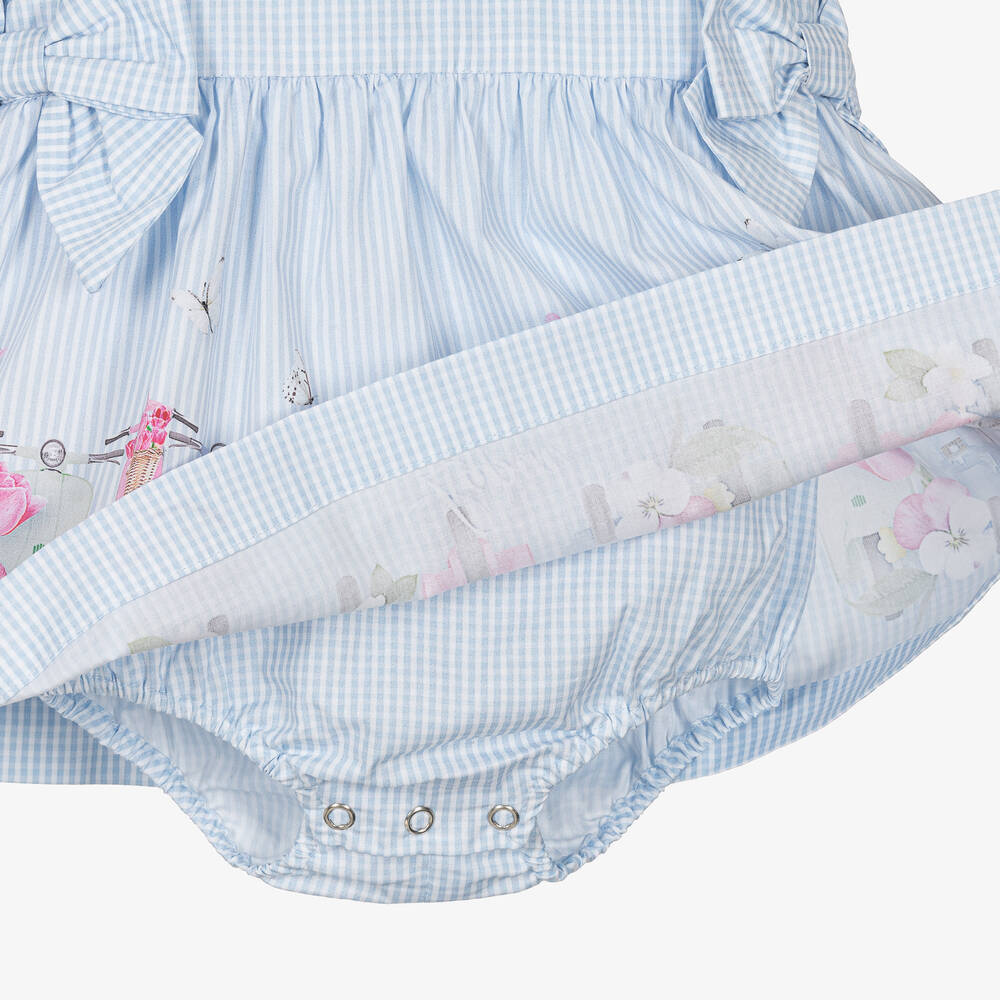 Lapin House-Baby Girls Blue Stripes & Checks Dress | Childrensalon Outlet