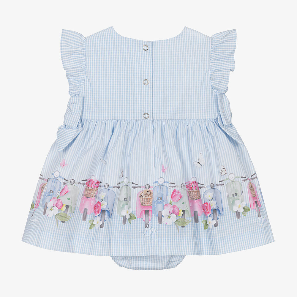 Lapin House-Baby Girls Blue Stripes & Checks Dress | Childrensalon Outlet