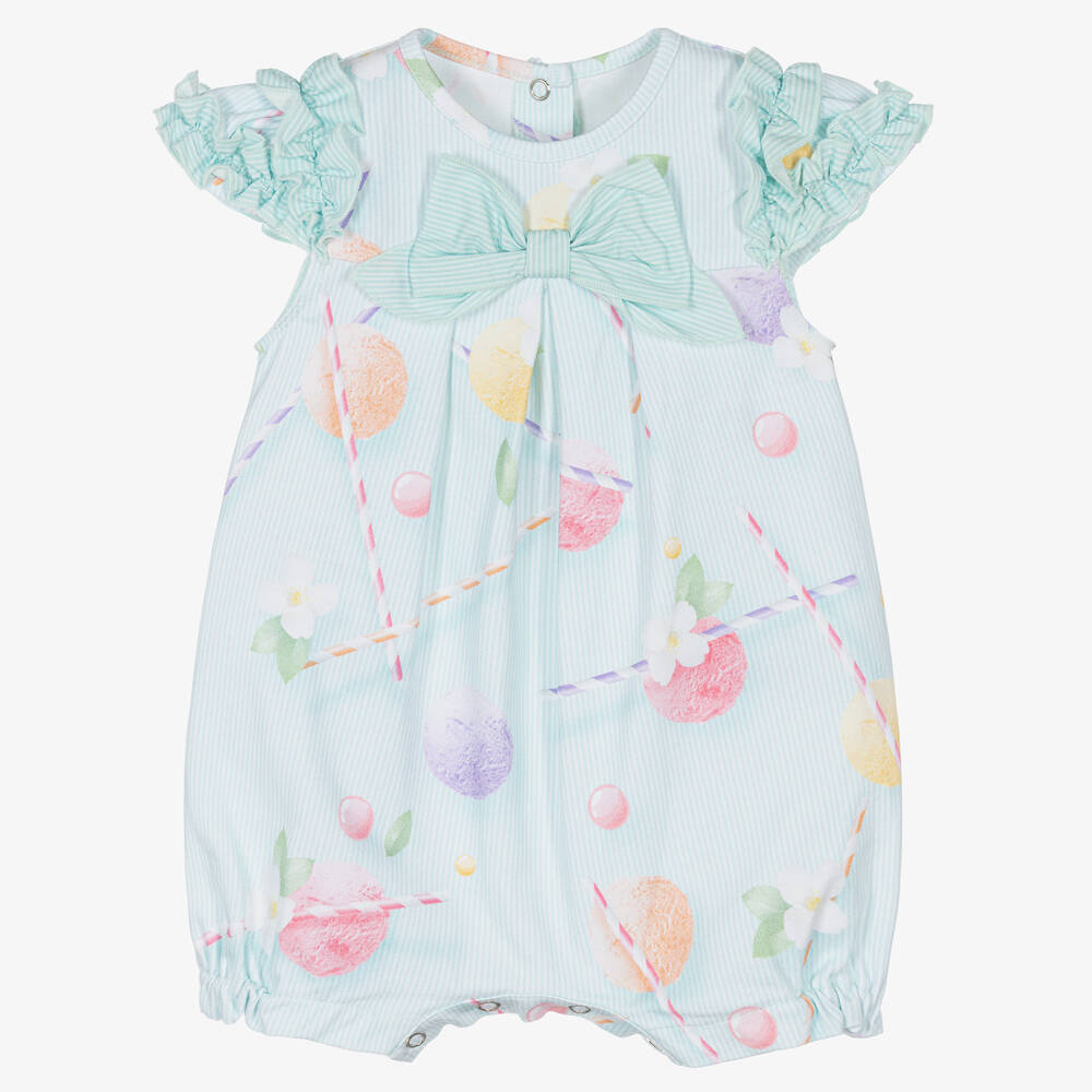 Lapin House - Baby Girls Green Cotton Floral Shortie | Childrensalon