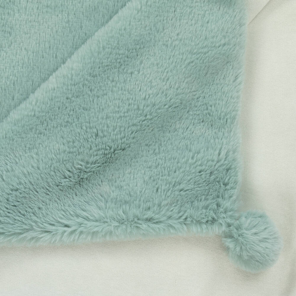 Lapin House-Baby Girls Green Faux Fur Blanket (81cm) | Childrensalon Outlet
