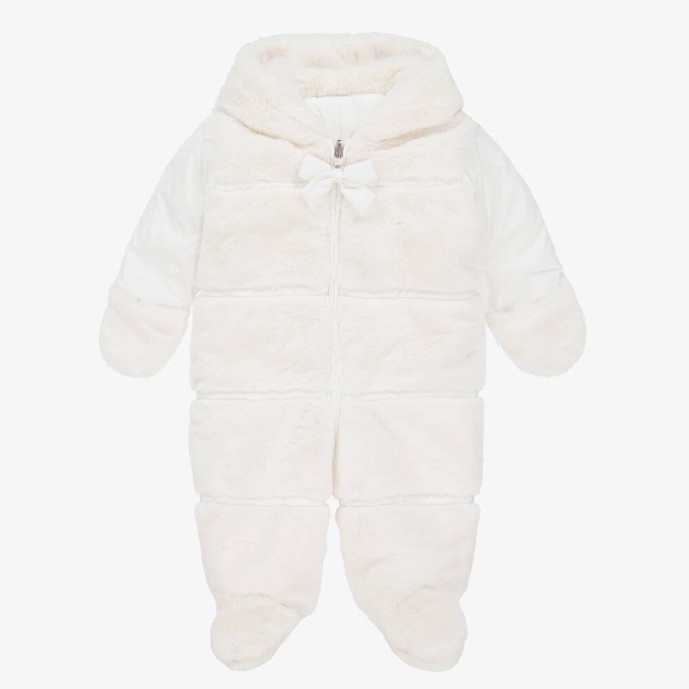 Lapin House - Baby Girls Ivory Reversible Snowsuit | Childrensalon