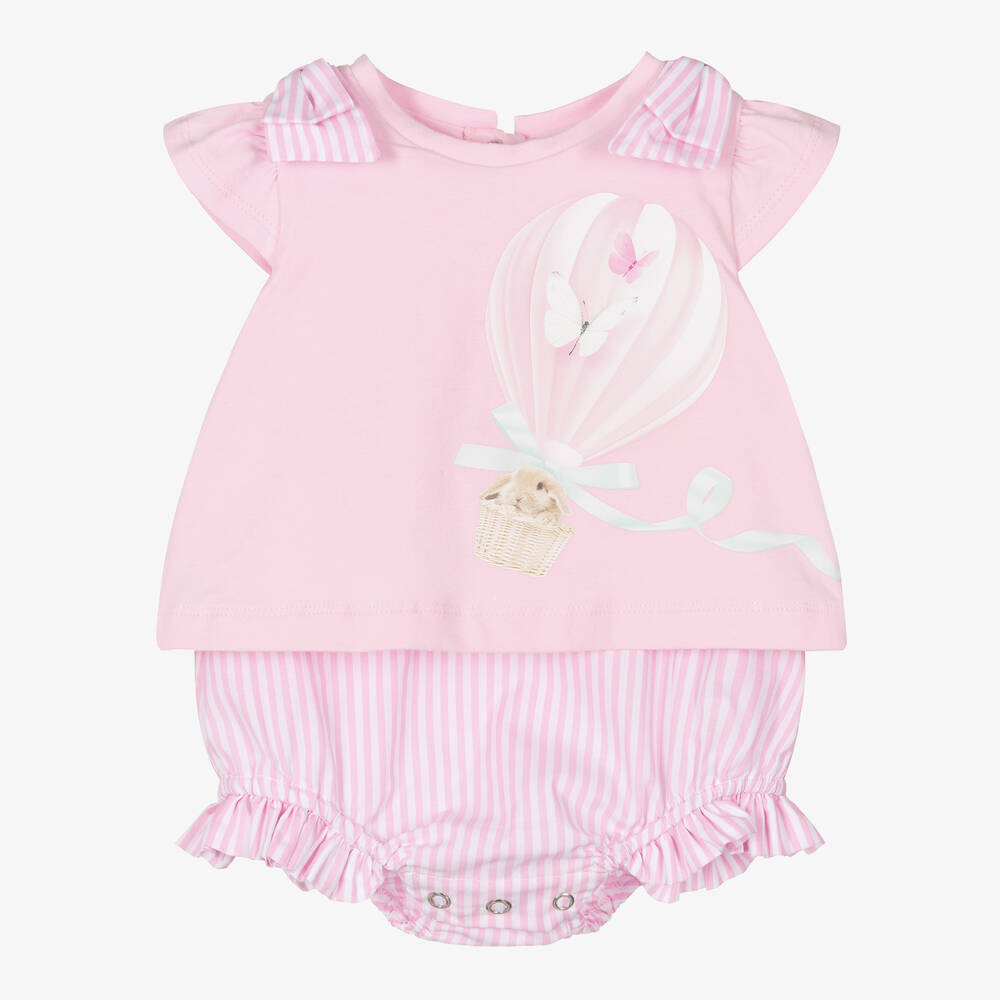 Lapin House - Baby Girls Pink Cotton Bunny Shortie | Childrensalon