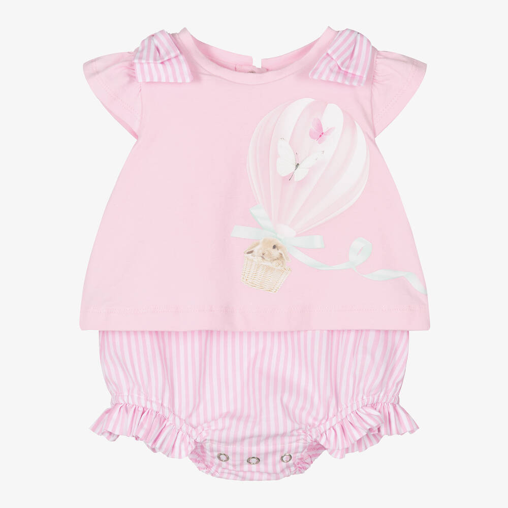 Lapin House - Barboteuse rose en coton lapin | Childrensalon