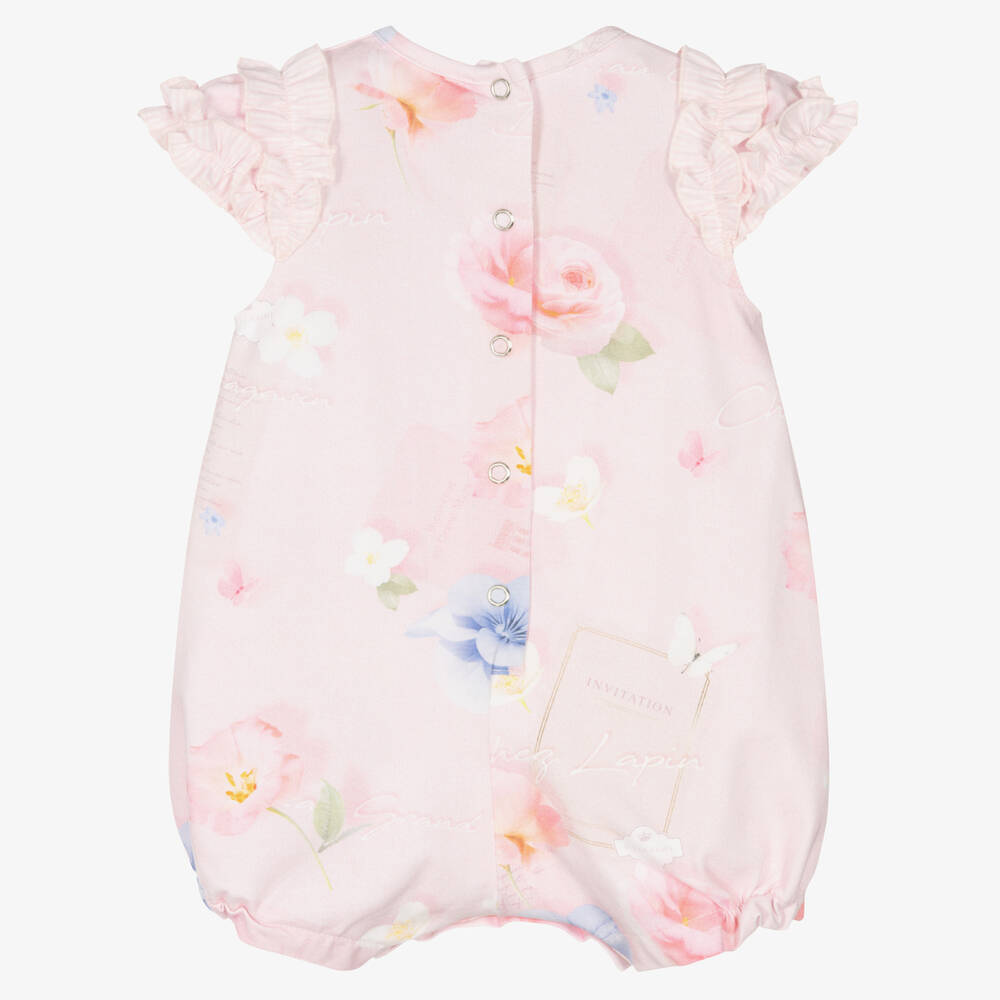 Lapin House-Baby Girls Pink Cotton Floral Shortie | Childrensalon Outlet