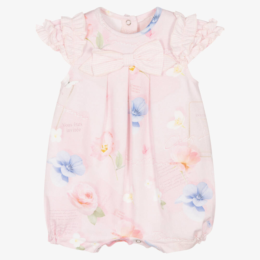 Lapin House - Baby Girls Pink Cotton Floral Shortie | Childrensalon
