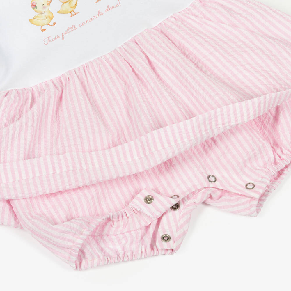 Lapin House-Baby Girls Pink Cotton Shortie with Little Duck Print | Childrensalon Outlet