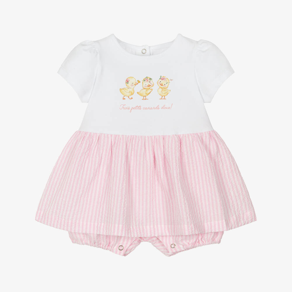Lapin House-Baby Girls Pink Cotton Shortie with Little Duck Print | Childrensalon Outlet