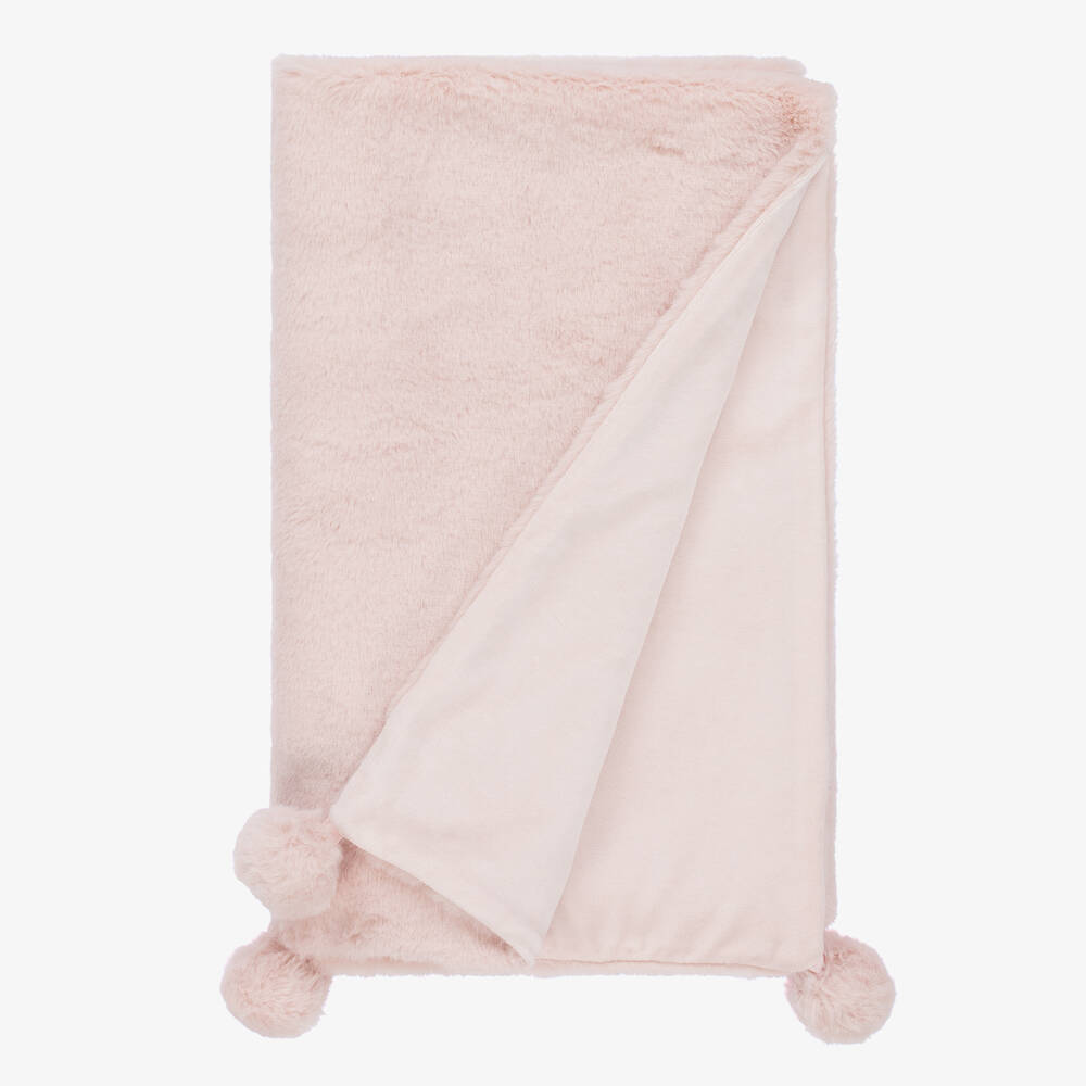 Lapin House-Baby Girls Pink Faux Fur Blanket (81cm) | Childrensalon Outlet