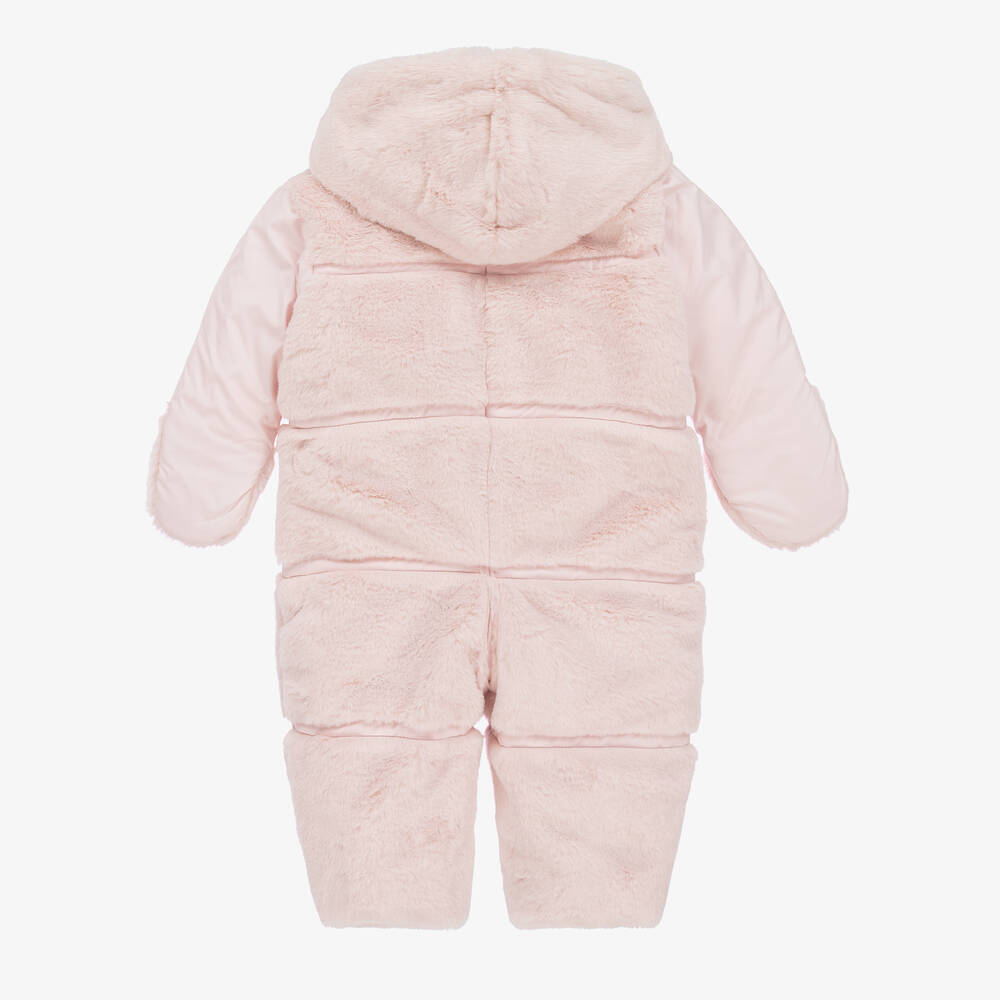 Lapin House-Baby Girls Pink Reversible Snowsuit | Childrensalon Outlet