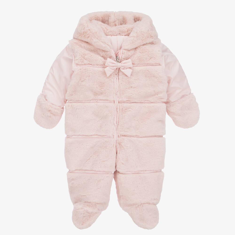 Lapin House - Baby Girls Pink Reversible Snowsuit | Childrensalon