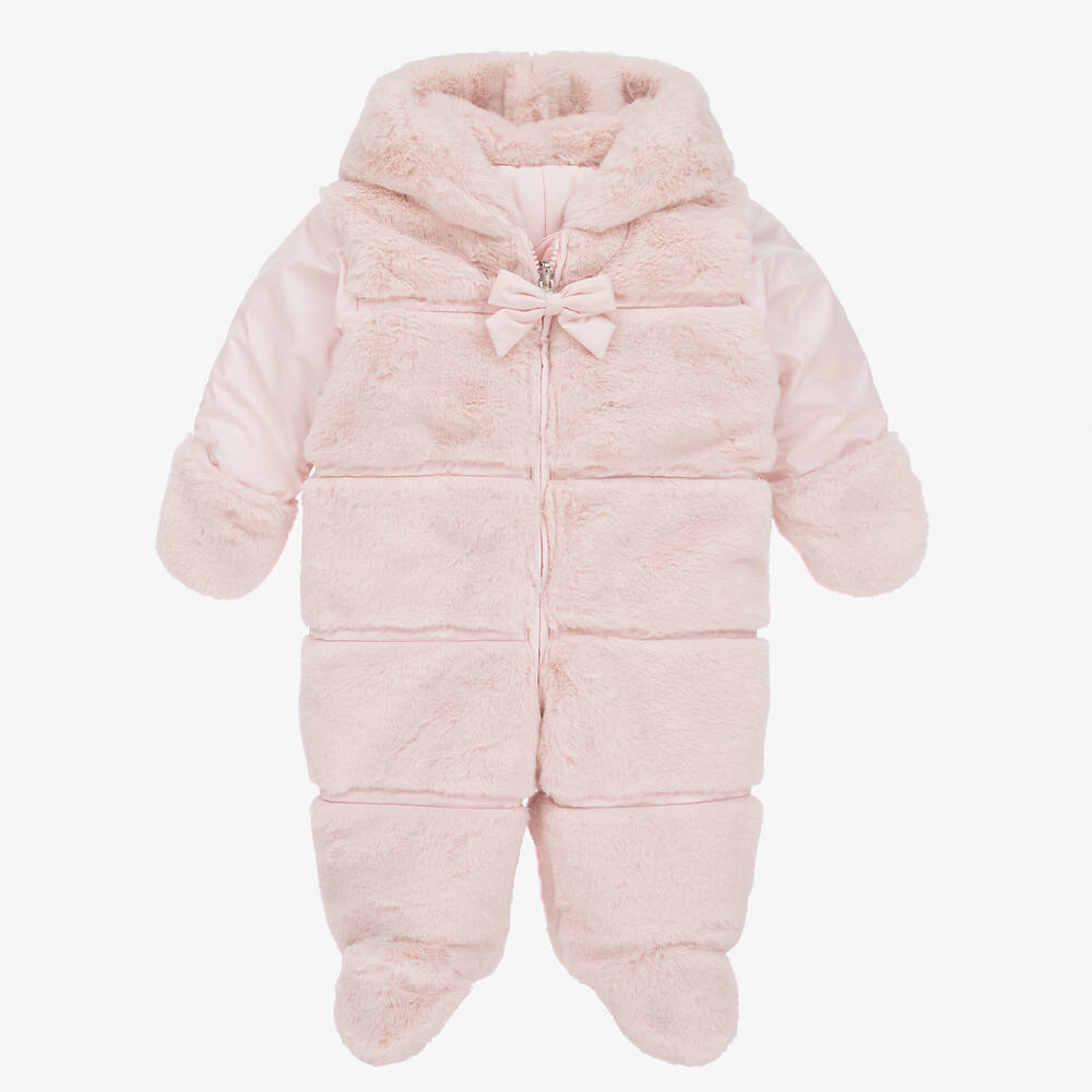 Lapin House-Baby Girls Pink Reversible Snowsuit | Childrensalon Outlet
