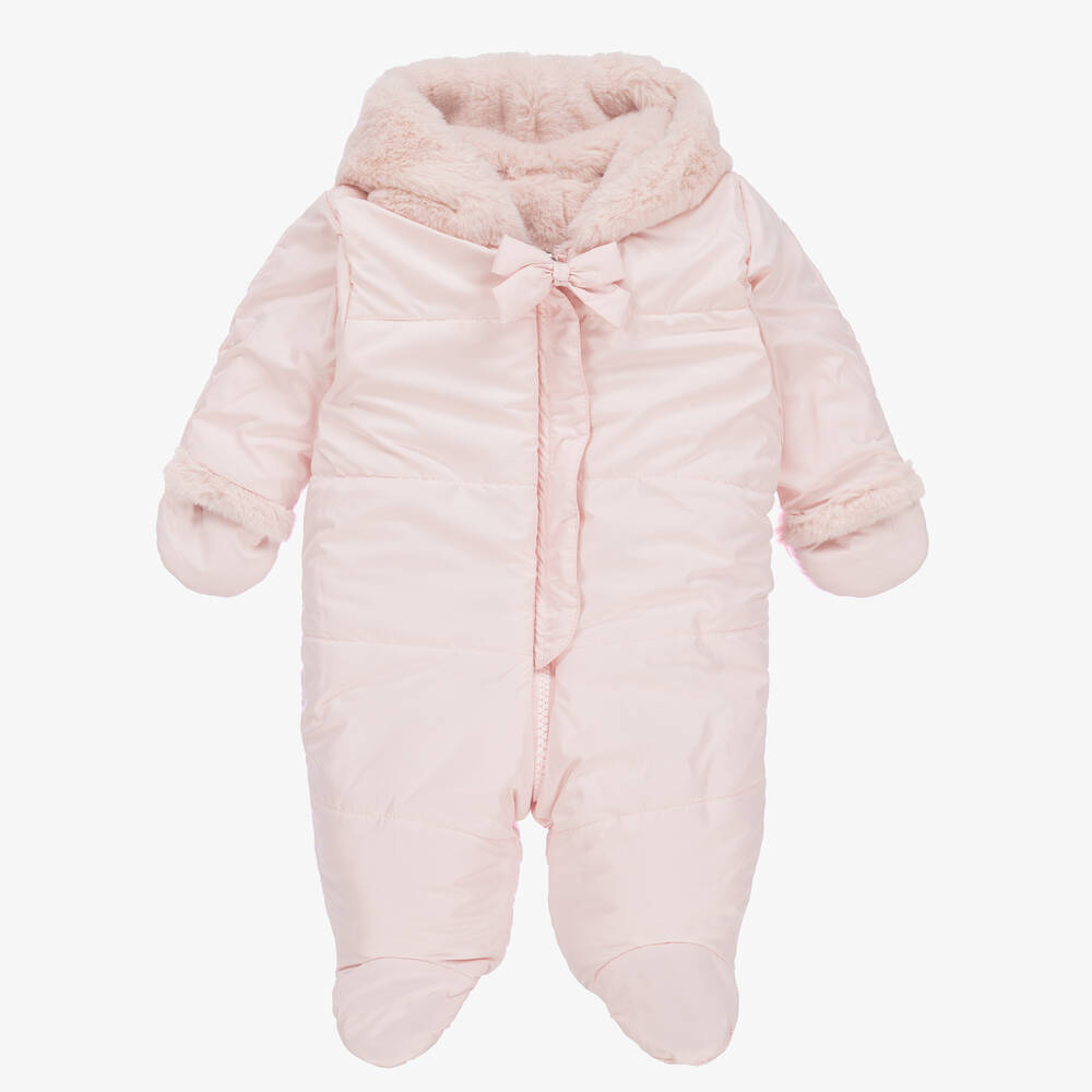 Lapin House-Baby Girls Pink Reversible Snowsuit | Childrensalon Outlet