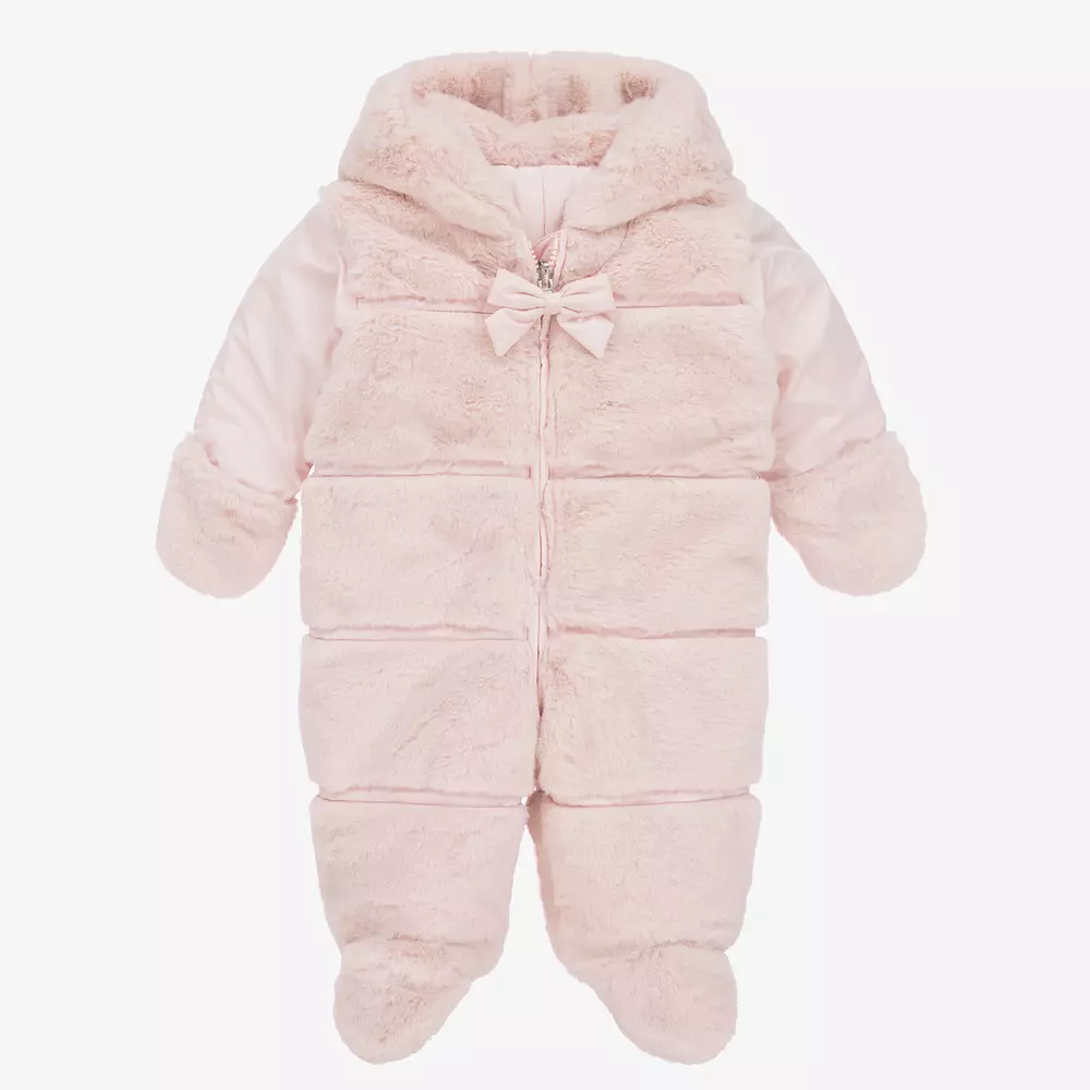 Lapin House-Baby Girls Pink Reversible Snowsuit | Childrensalon Outlet