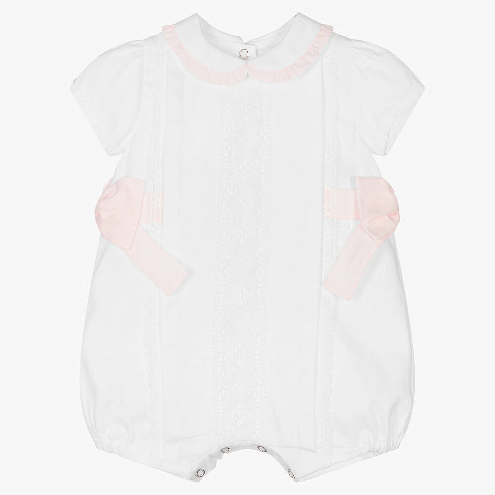Lapin House - Baby Girls White Cotton & Lace Shortie | Childrensalon