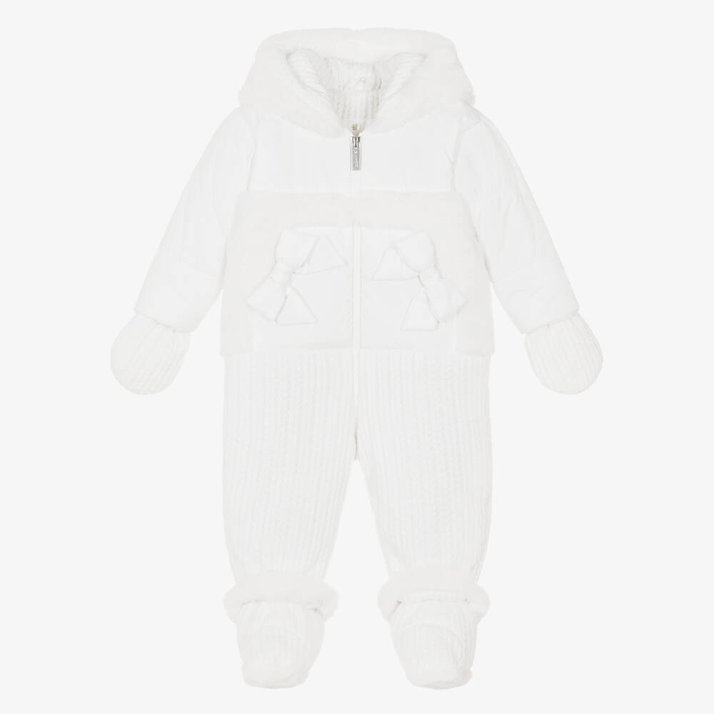 Lapin House - Baby Girls White Snowsuit | Childrensalon