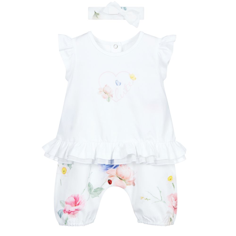 Lapin House - Baby Girls White Trouser Set | Childrensalon